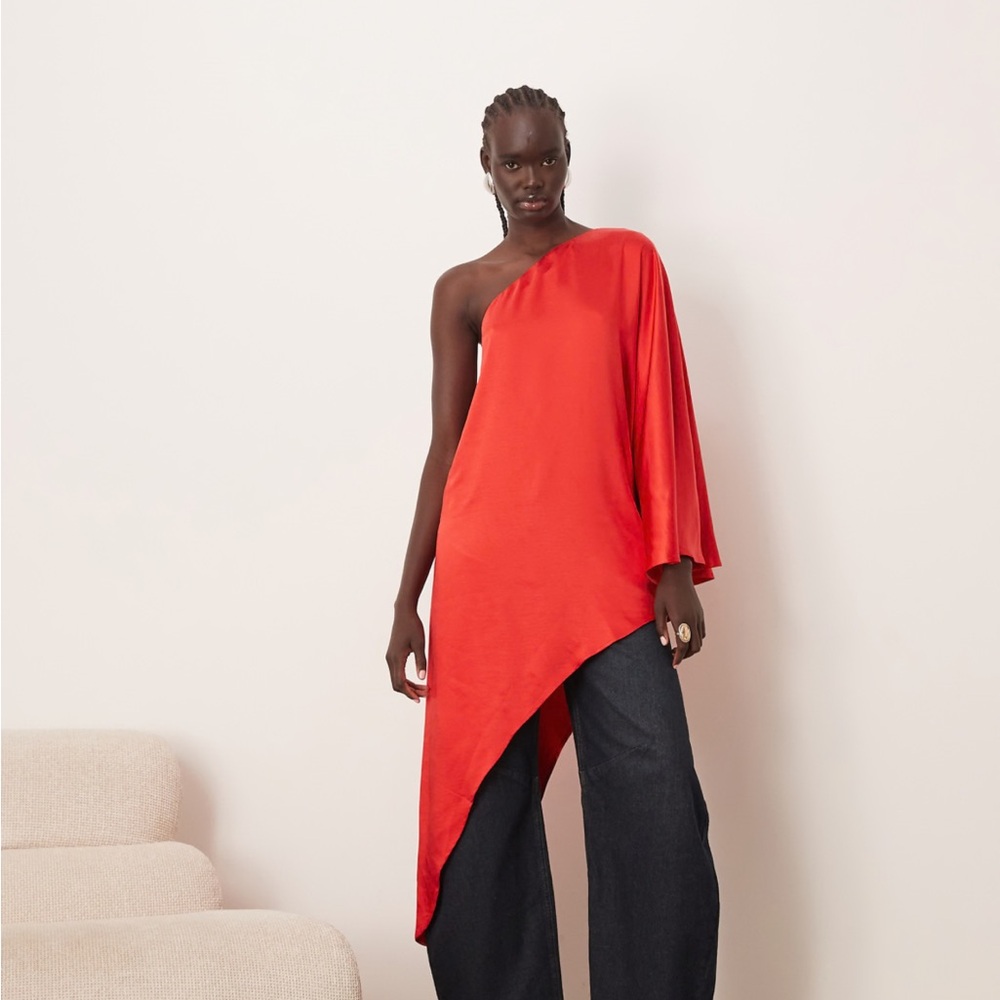 ASOS One-Shoulder Asymmetric Red Top